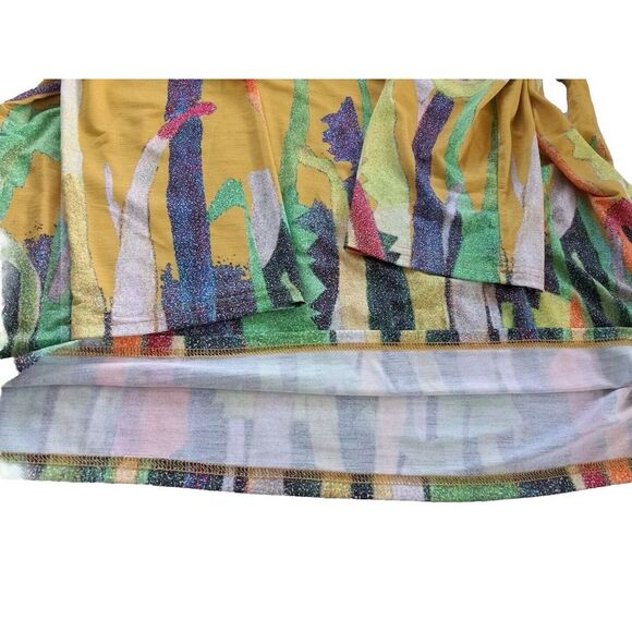 Lily London Women Large Garden Floral Pullover Stretch Blouse 3/4 Sleeve Yellow - Picture 10 of 13